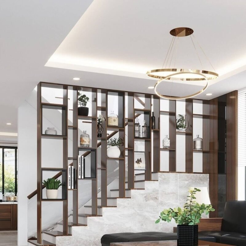 45 mẫu vách ngăn trang trí phòng khách tuyệt đẹp hiện đại với thiết kế sang trọng, ánh sáng tự nhiên, nội thất gỗ và cây xanh trang trí.