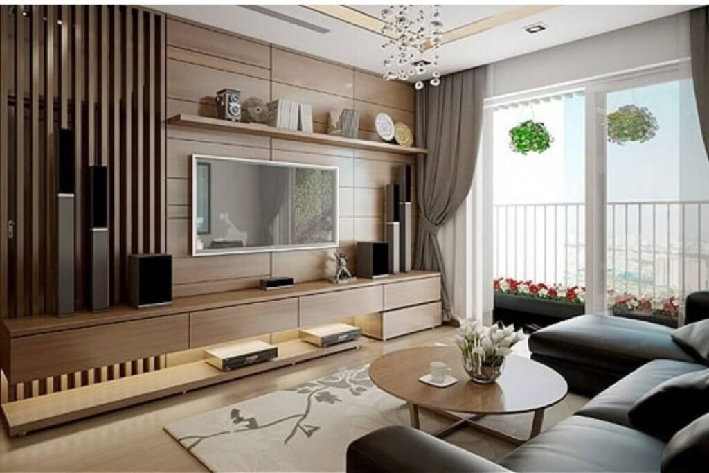Cách chọn đèn chùm với nội thất gỗ, sofa da