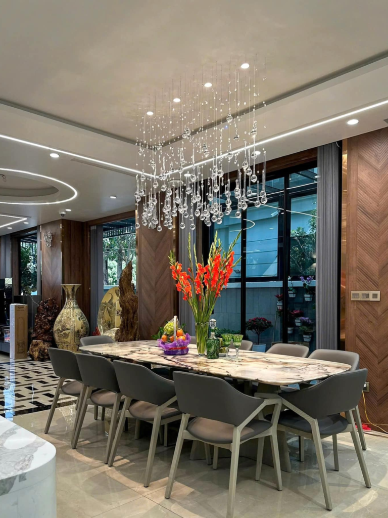 Đèn thả bàn ăn Bespoke ''Sương Mai Gọi Nắng''