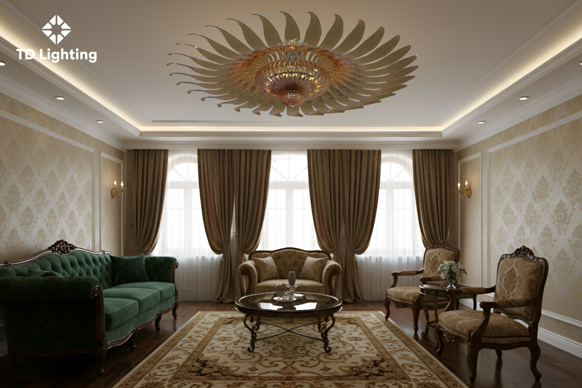 Đèn chùm Sunflower Iris Cristal Bohemia 3 Đèn chùm Sunflower Iris Cristal Bohemia